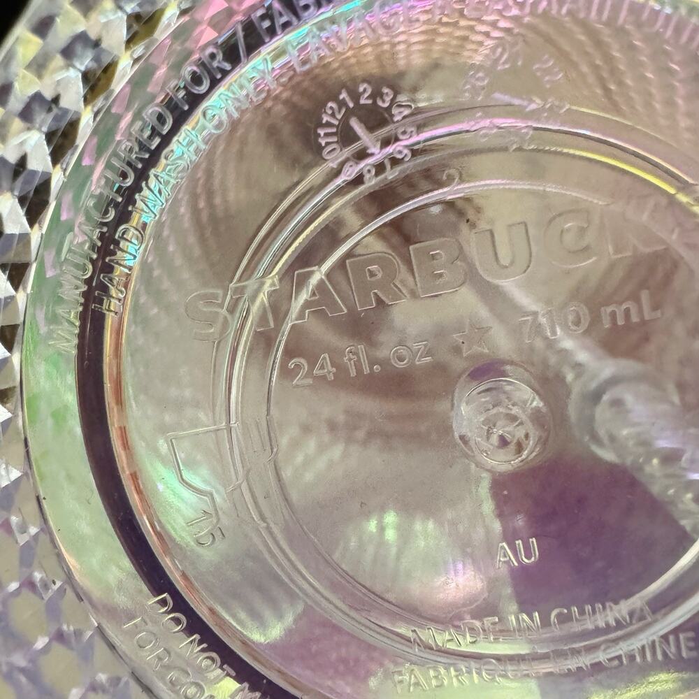 Starbucks 24 Oz Venti Iridescent Unicorn Studded Grid Tumbler 2021 With Straw - Picture 3 of 6